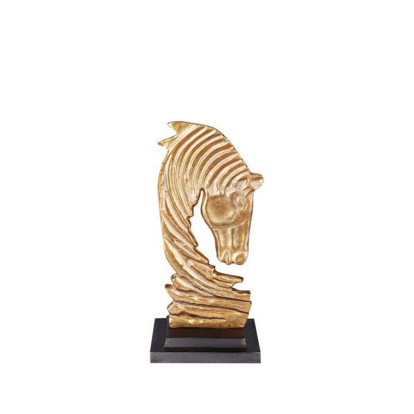 Lucky Art - Luckyart Alüminyum Gold Dalga Formlu Modern Atbaşı Dekor 14x10x30 cm