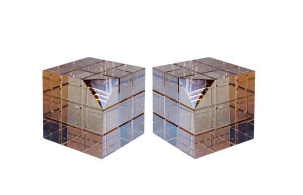 Lucky Art - Luckyart Amber Küp Formlu Kristal Cam Kitap Tutacağı 10x10x10 Cm