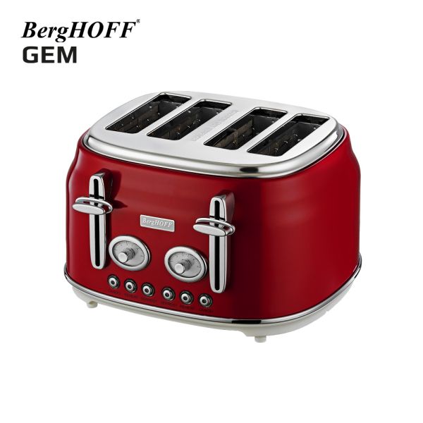 BERGHOFF - BergHOFF GEM RETRO Kırmızı Dört Dilim Ekmek Kızartma Makinesi