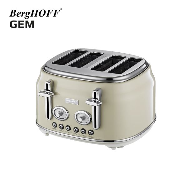 BERGHOFF - BergHOFF GEM RETRO Krem Rengi Dört Dilim Ekmek Kızartma Makinesi