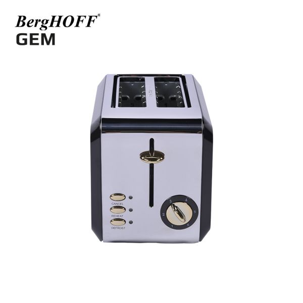 BergHOFF GEM TITAN 1.7 Litre Parlak Gümüş Siyah İki Dilim Ekmek Kızartma Makinesi - Thumbnail