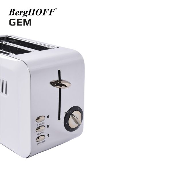 BergHOFF GEM TITAN Parlak Gümüş Beyaz İki Dilim Ekmek Kızartma Makinesi - Thumbnail