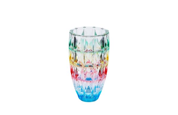 Lucky Art - Luckyart Çok Renkli Kesme Kristal Cam Vazo 15x28 Cm