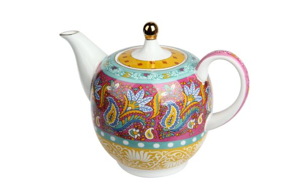 Lucky Art - Eliana Bone China Desenli Porselen Çaydanlık 1300 ml