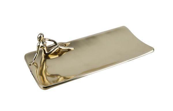 Lucky Art - Luckyart Gold Metal Dekoratif Tabak 46 cm