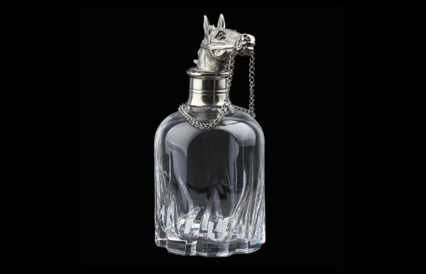 Luckyart Gümüş At Kafalı Yuvarlak Cam Şişe - Thumbnail
