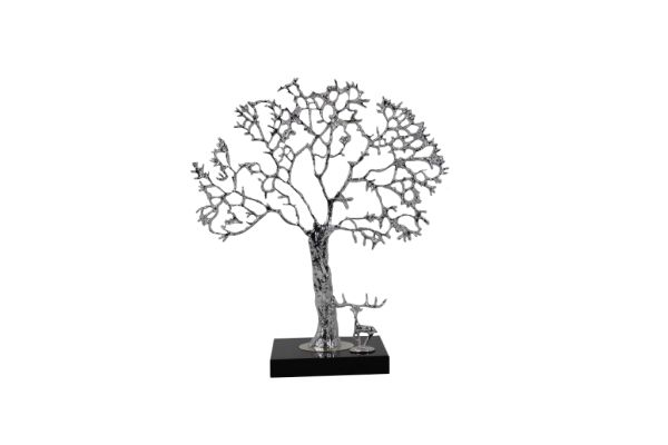 Lucky Art - Luckyart Gümüş Geyikli Ağaç 32 Cm