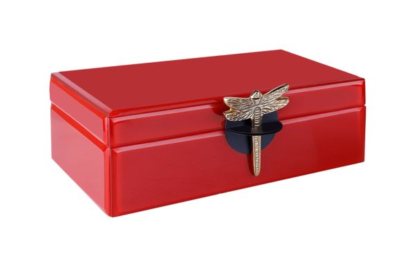 Lucky Art - Luckyart Kırmızı Yusufçuk Tokalı Büyük Mücevher Kutusu 26x16x9 cm