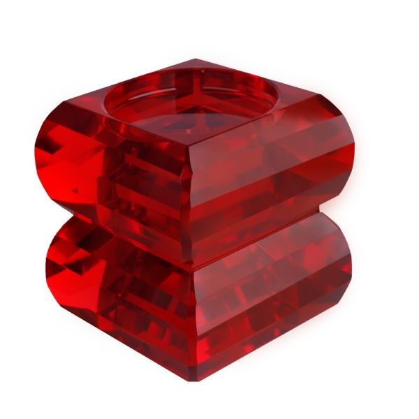 Lucky Art - Luckyart İki Boğumlu Kırmızı Kristal Mumluk 12 cm