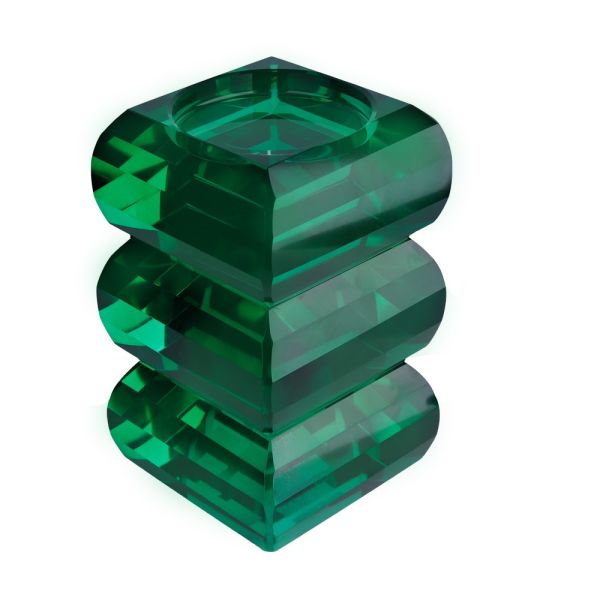 Lucky Art - Luckyart Kristal 3 Boğumlu Yeşil Mumluk 18 Cm