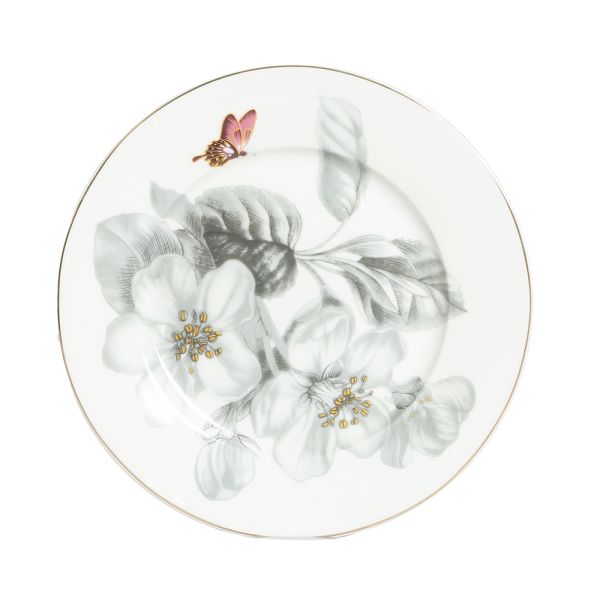 LUCKYART - Lucky Art Harmonia New Bone China Gri Naturel Desenli 2li Servis Tabağı Seti 20 cm