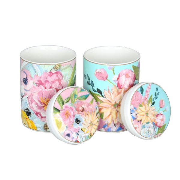 Luckyart Peony Desenli Bone China Porselen 2 li Kavanoz Seti 600 ml - Thumbnail