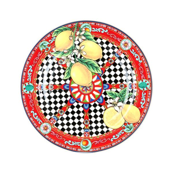 Luckyart Odessa Desenli 4 lü Bone China Porselen Yemek tabağı seti 27 cm - Thumbnail