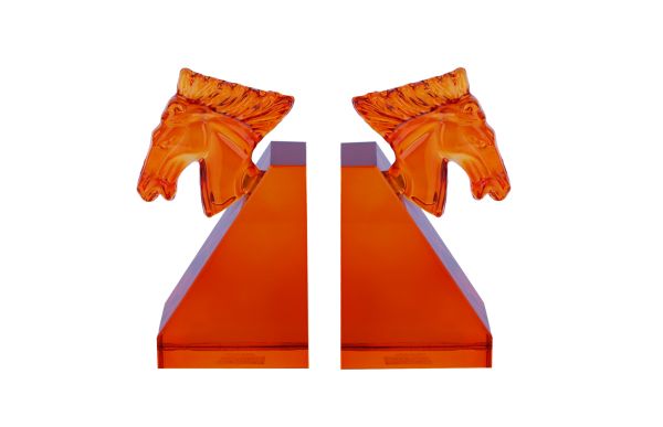 Lucky Art - Luckyart Orange Kristal Cam Atlı Kitap Tutacağı 11,5x6x21,5 Cm