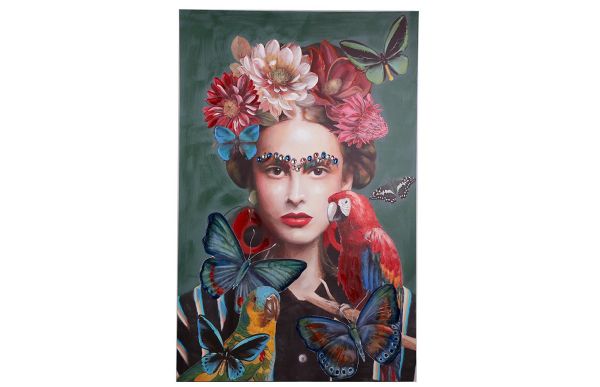 Lucky Art - Luckyart Papağanlı Kadın Tablo 80x120 Cm