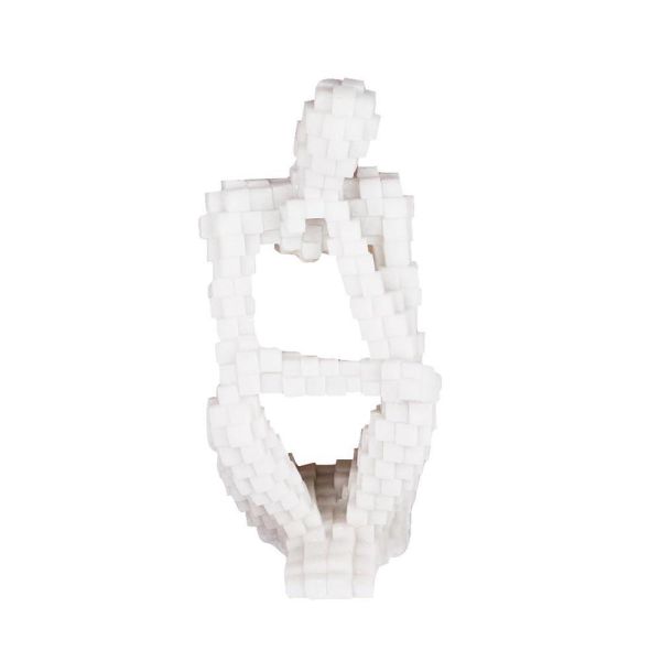 Lucky Art - Luckyart Poliresin Modern Kübik Dekoratif Beyaz Obje 33 cm