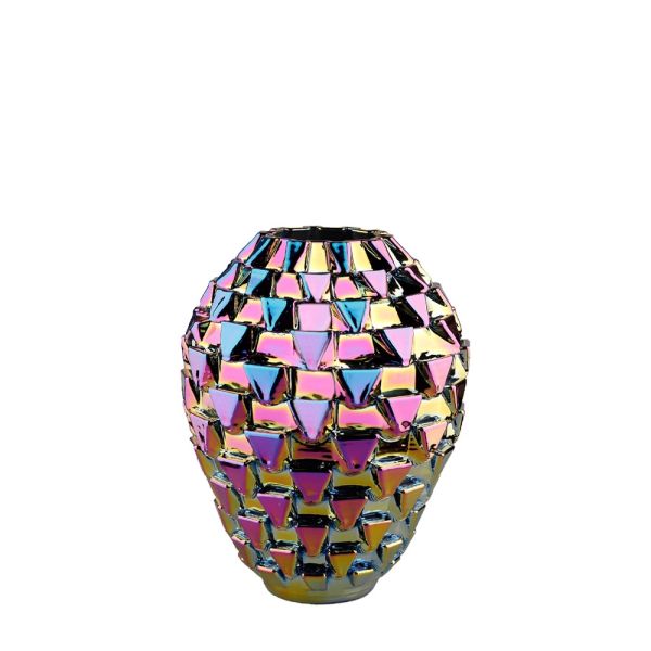 Lucky Art - Luckyart Dekoratif Yanar Döner Renkli Modern Yuvarlak Seramik Vazo 30 cm