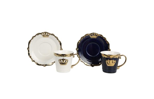 Luckyart Royal Crown 2'Li Çay Fincanı - Thumbnail