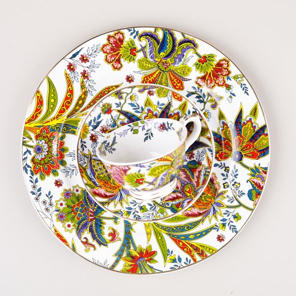 Luckyart Yvette Paisley Desen 6'lı Porselen Servis Tabağı Seti 20 cm - Thumbnail